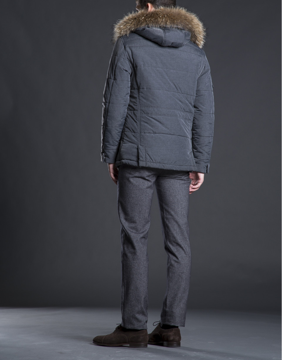 Gray hair hooded tracksuit jacket