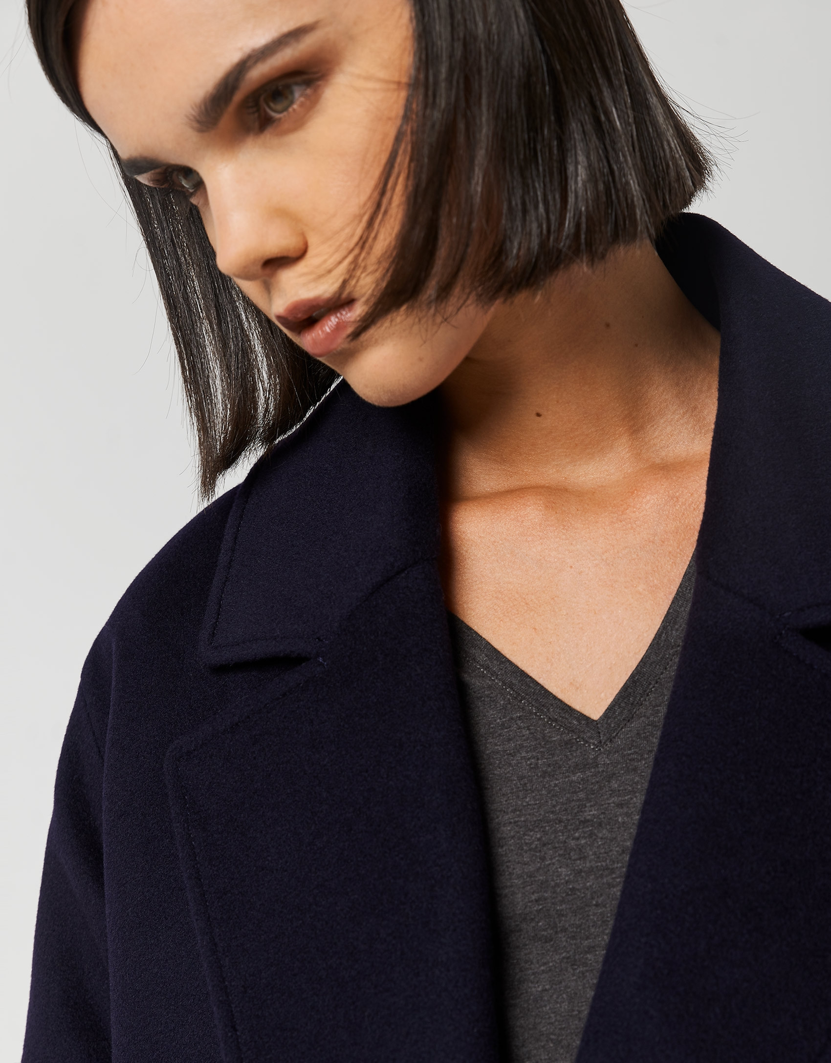 Three-quarter navy blue cloth jacket - Woman | Roberto Verino