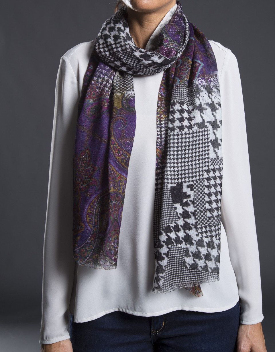 Foulard estampado cachemir/pata de gallo