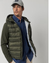 Kakhi green quilted windbreaker with combination of fabrics