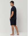 Navy blue cotton short sleeve pajamas