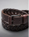 Braided brown cotton - leather belt 