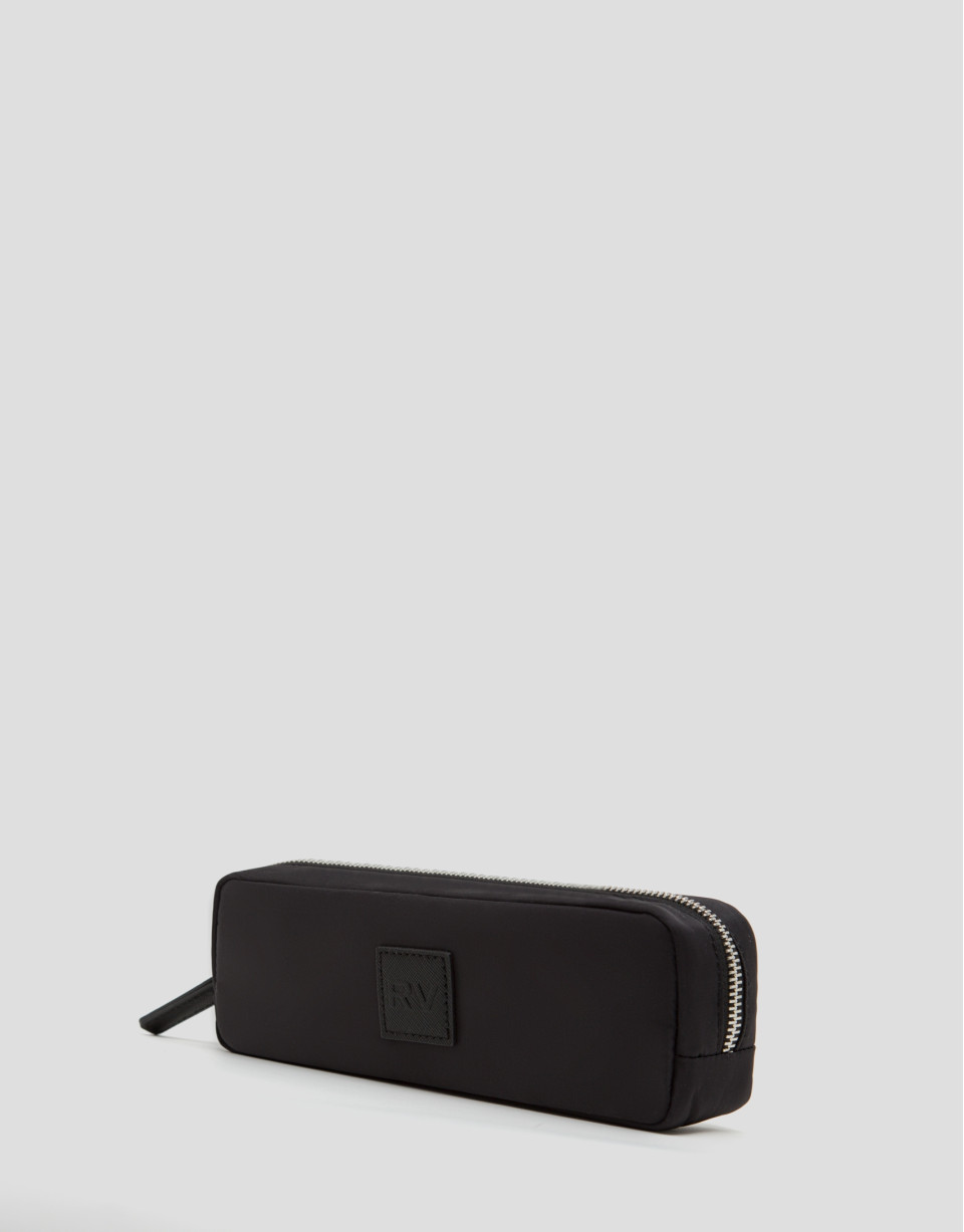 Small black Dhalia nylon vanity case