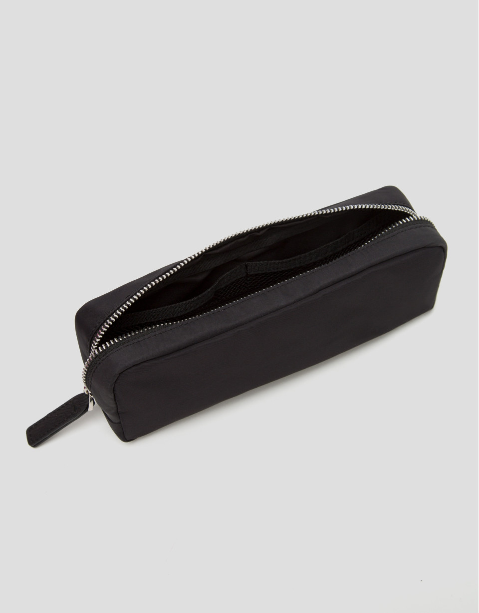 Small black Dhalia nylon vanity case
