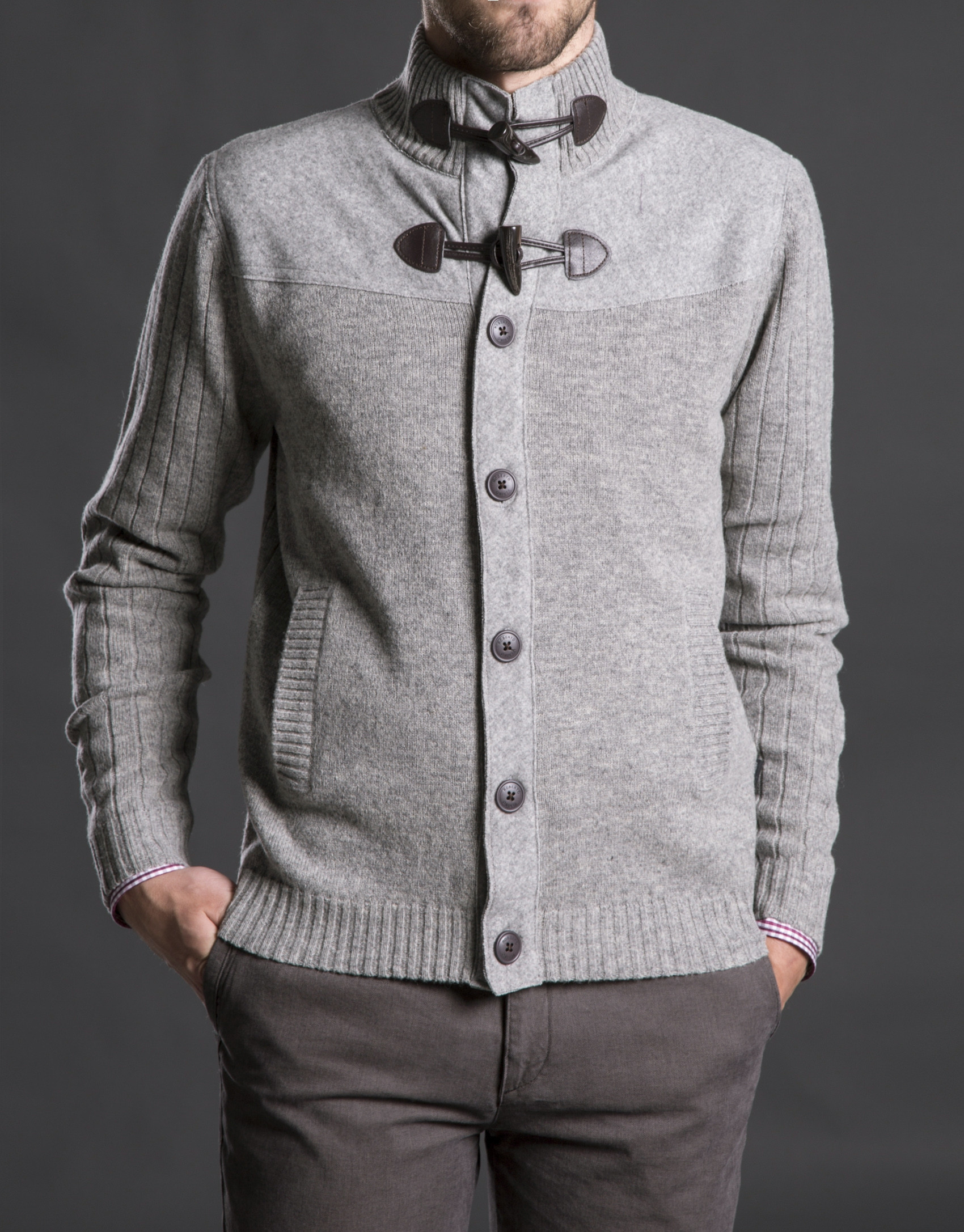Chaqueta punto canesú gris