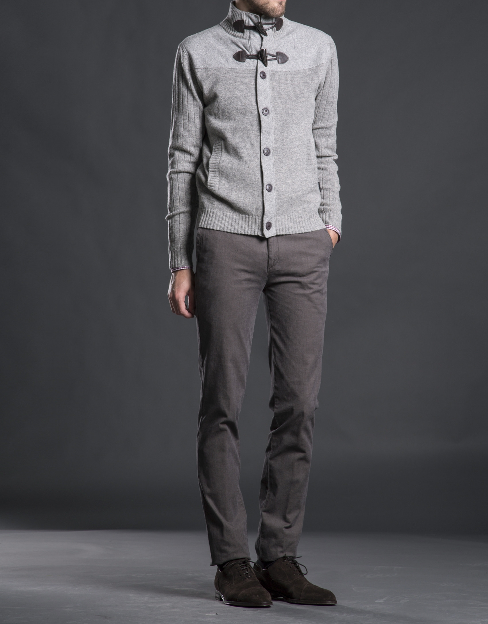 Chaqueta punto canesú gris