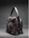 Black napa Erika Fox bag with brown fox fur 