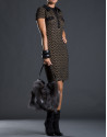 Black napa Erika Fox bag with brown fox fur 