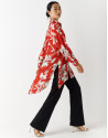 Oversize blouse with red and white floral ... | Roberto Verino