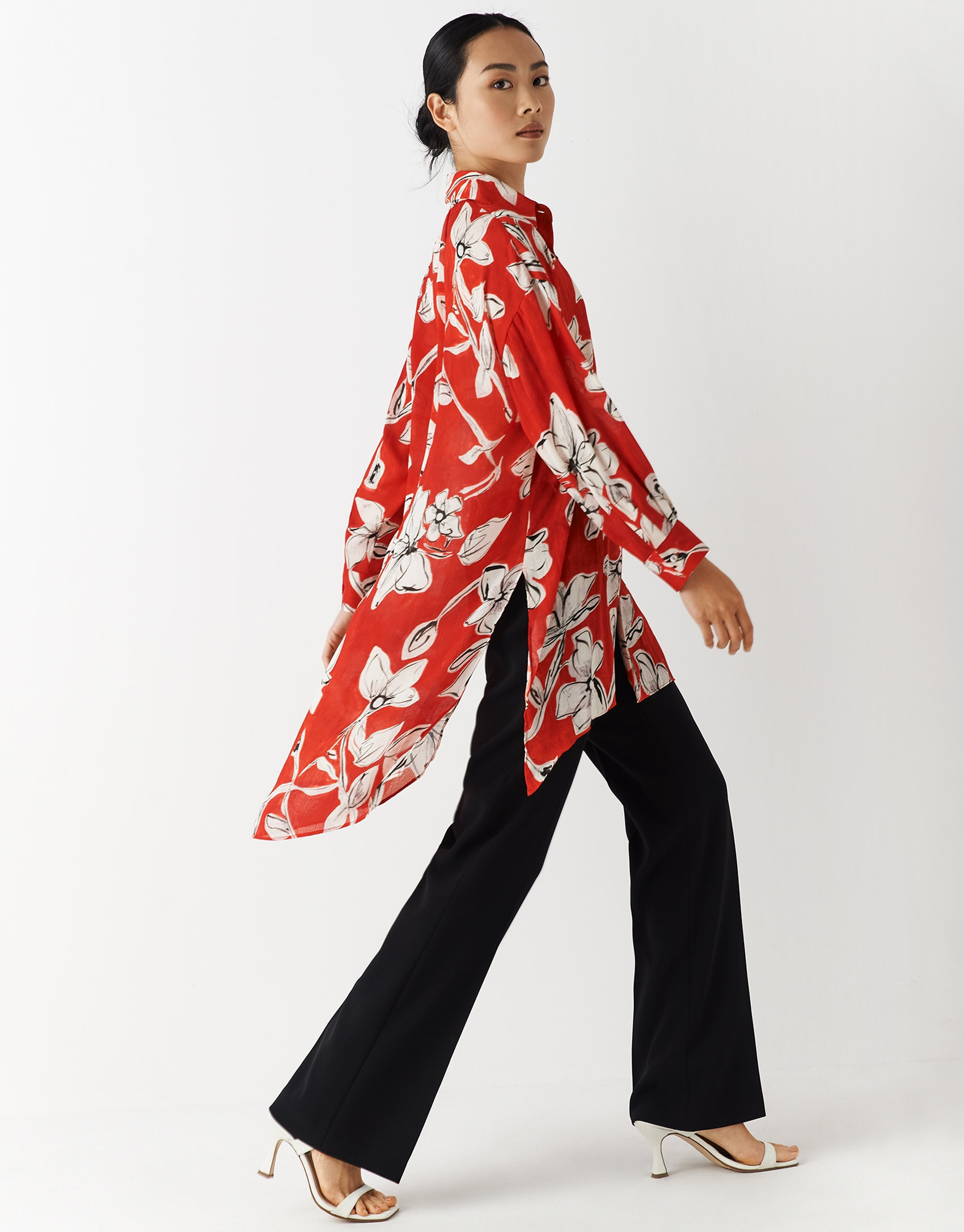 Blusón oversize Jacquard estampado floral ... | Roberto Verino