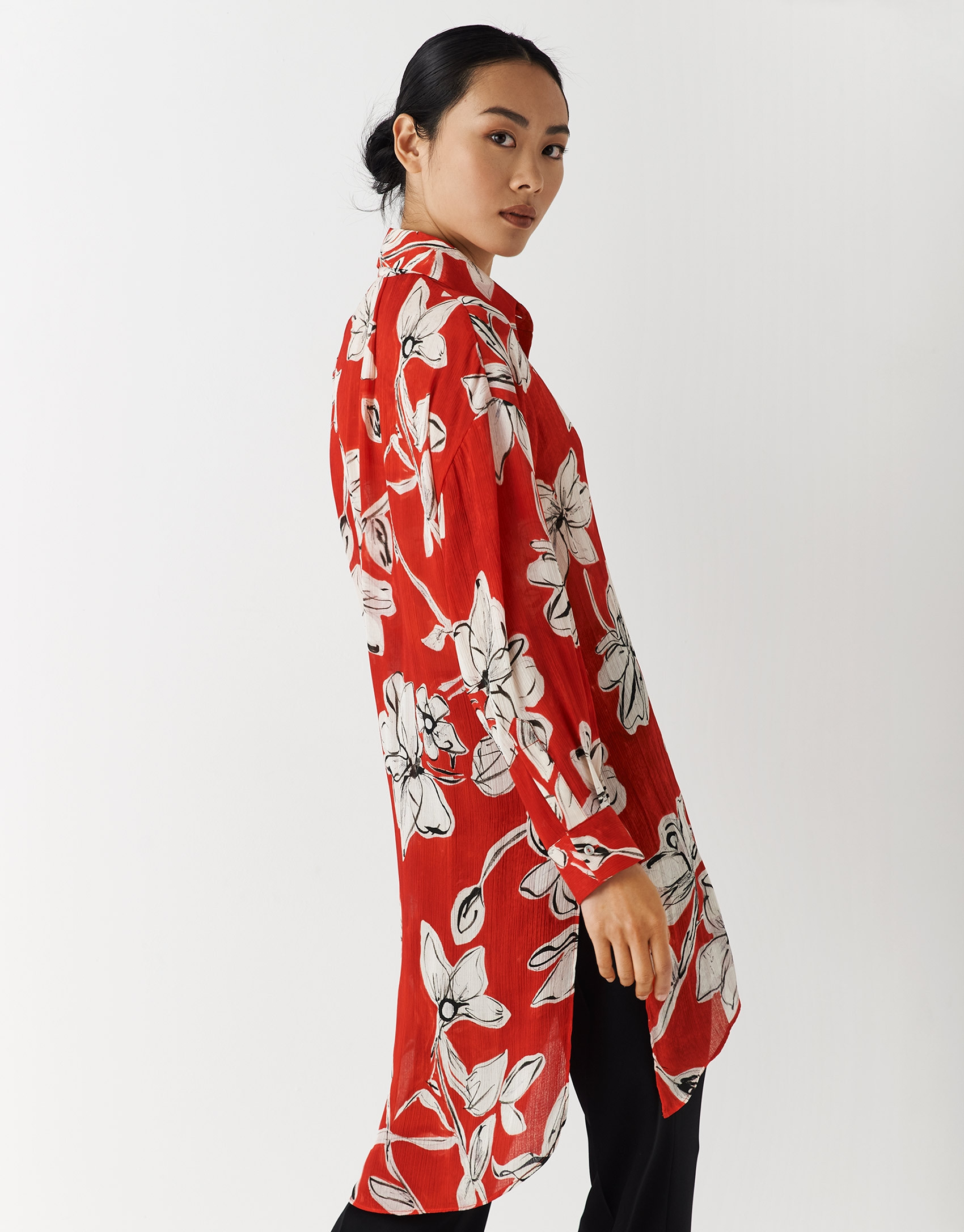 Blusón oversize Jacquard estampado floral ... | Roberto Verino