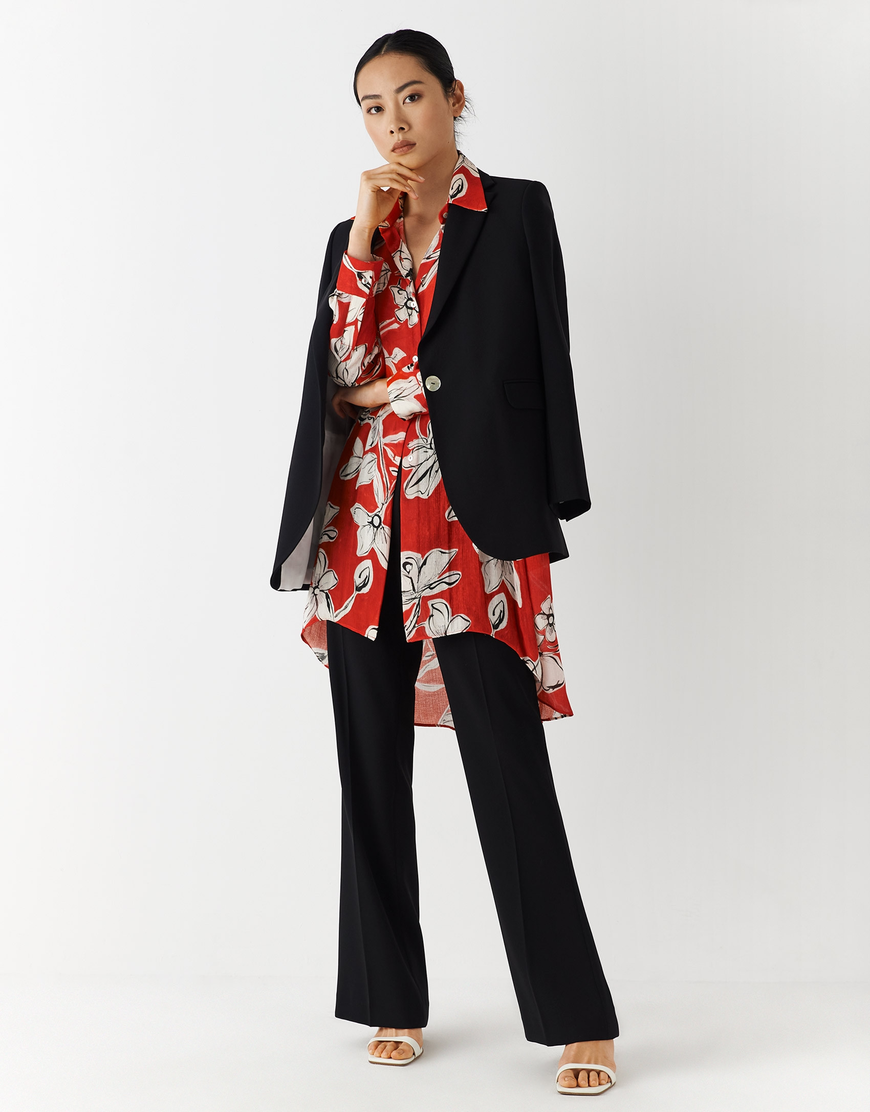 Blusón oversize Jacquard estampado floral ... | Roberto Verino