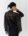 Camisa oversize manga larga encaje negro | Roberto Verino