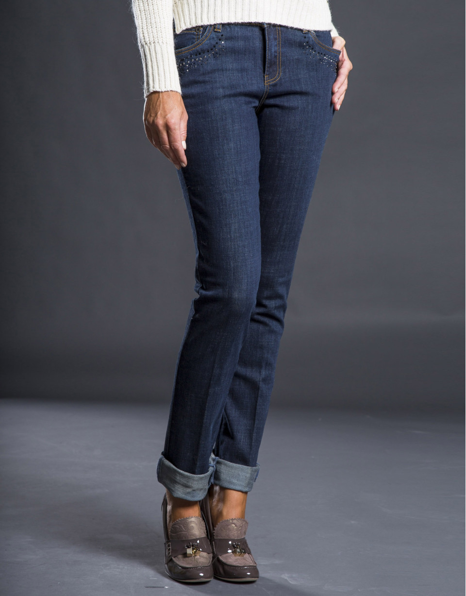 Jeans azul pedrería tachas