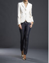 Cream velvet blazer with pockets