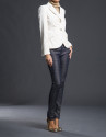 Cream velvet blazer with pockets