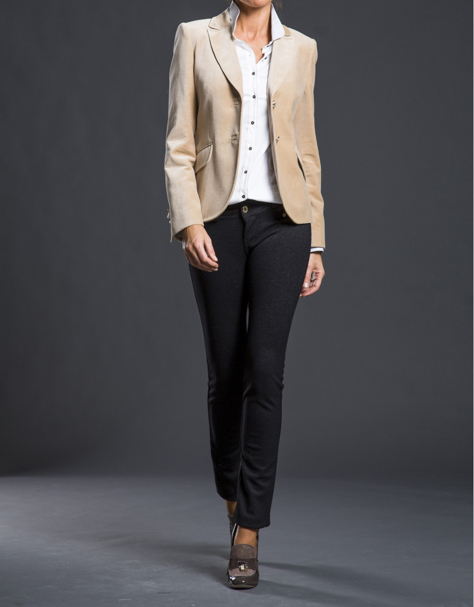 Camel velvet blazer with pockets