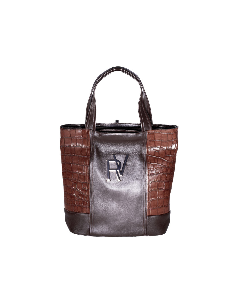 Bolso shopping combinado coco lateral marrón