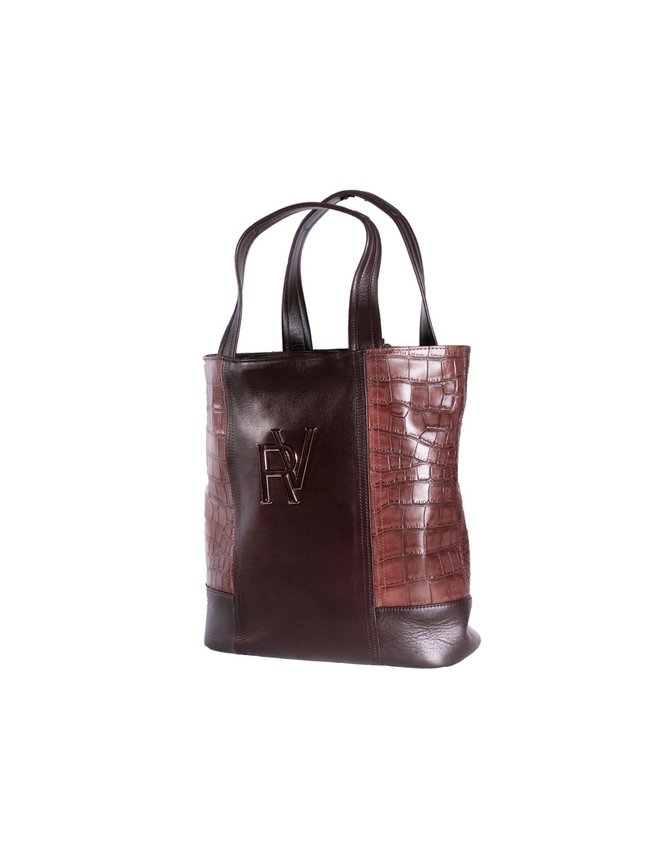 Bolso shopping combinado coco lateral marrón