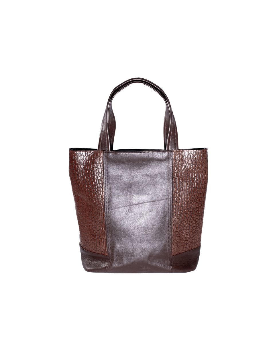 Bolso shopping combinado coco lateral marrón
