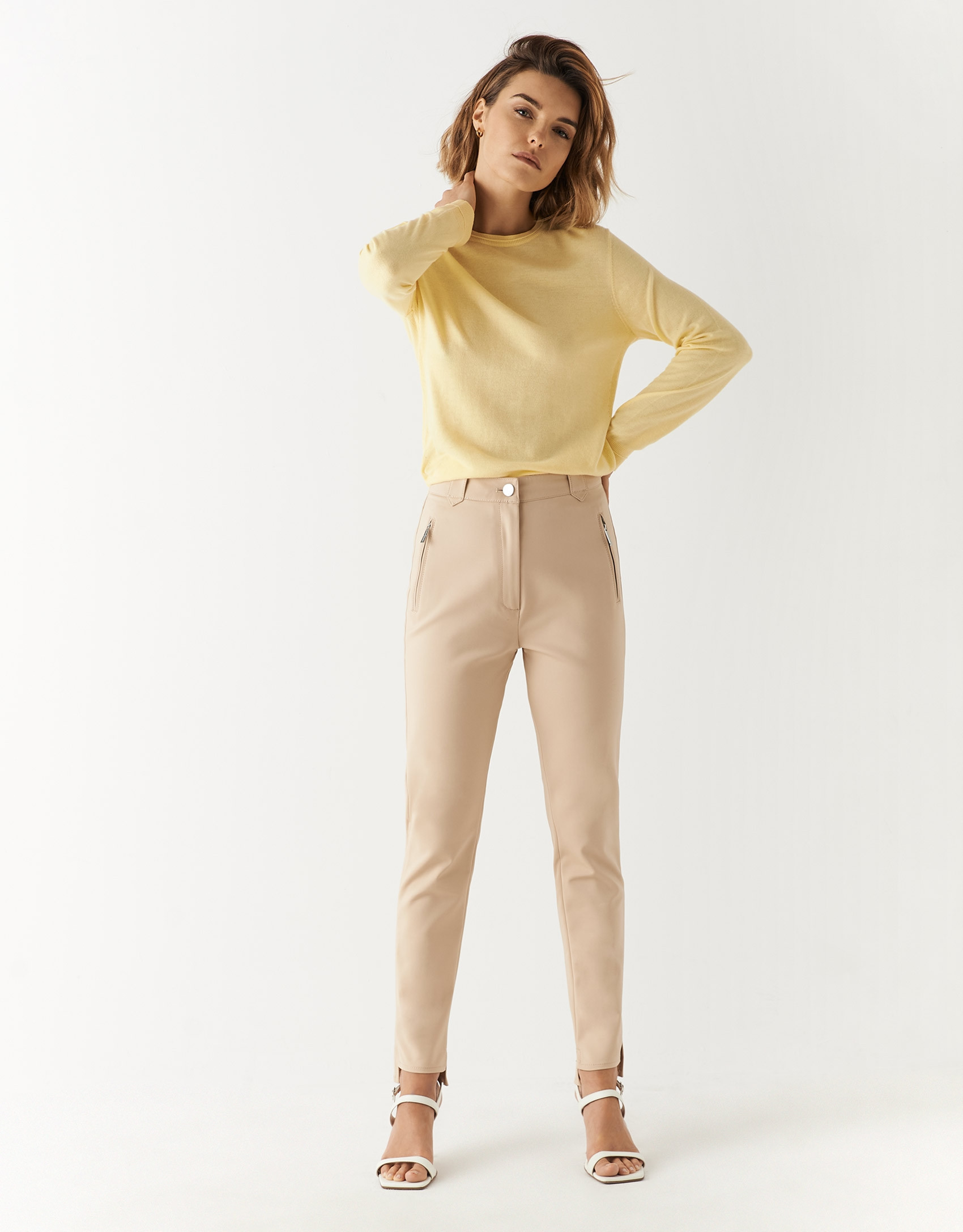 Yellow round neck fine knit sweater - Woman | Roberto Verino