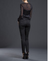 Black satin stretch pants