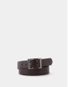Reversible brown and black textured leather belt
