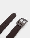 Reversible brown and black textured leather belt