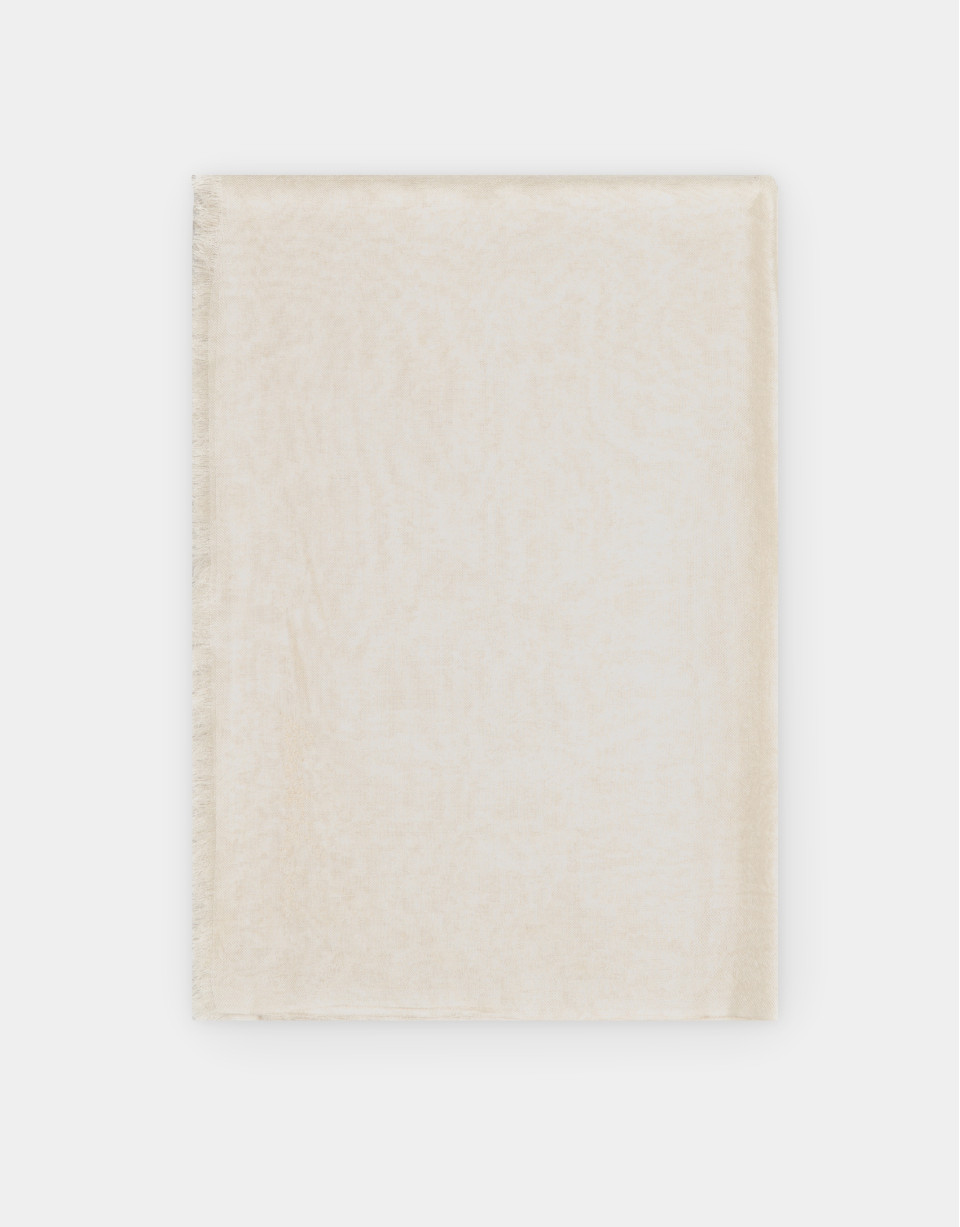 Beige rayon foulard with embroidered logo