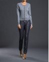 Gray knit jacket with trimming
