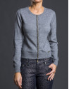 Gray knit jacket with trimming