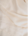 Beige rayon foulard with hand embroidered logo | Roberto Verino