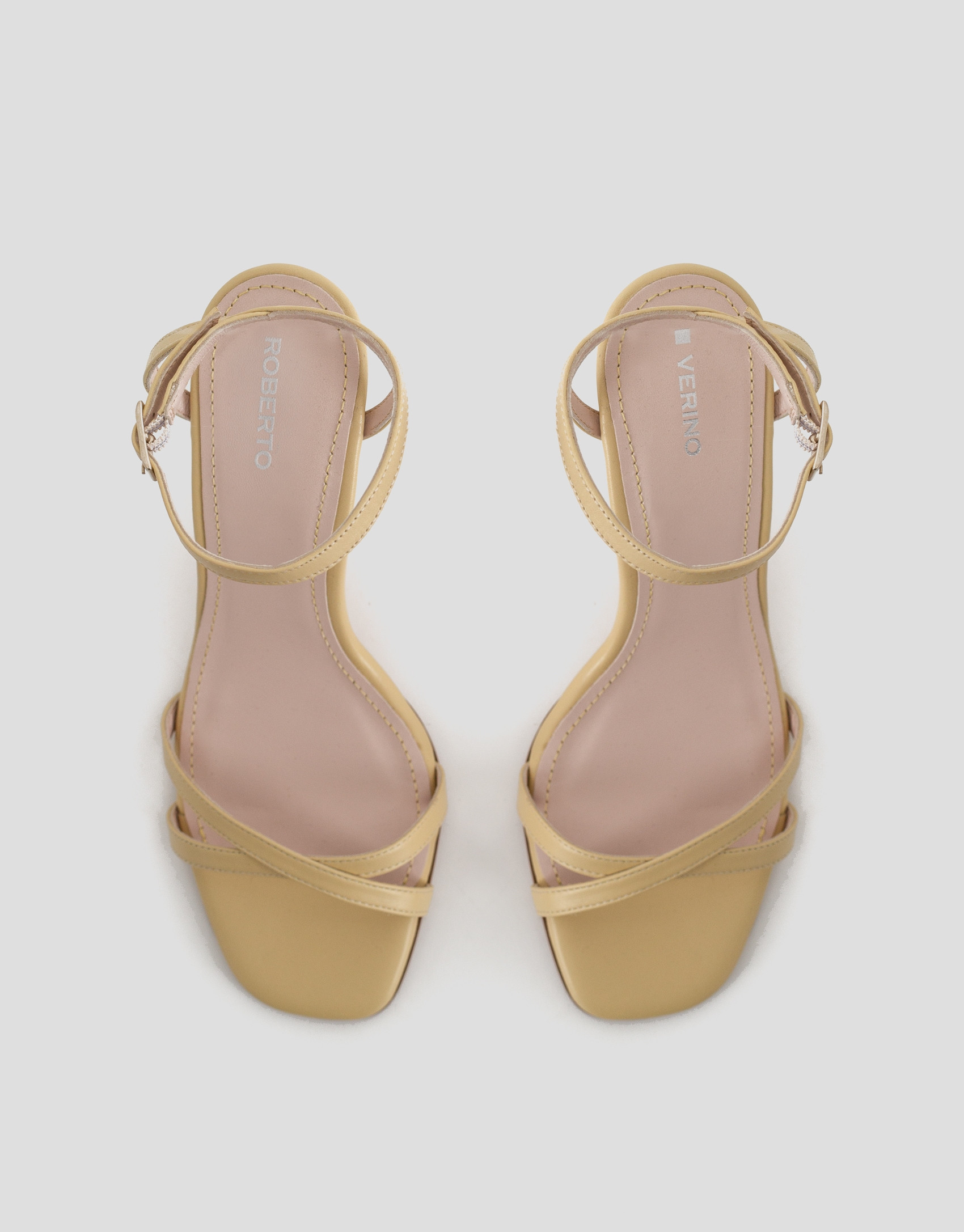 Pastel yellow sandals with square heel