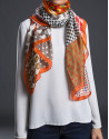 Orange geometric print foulard 