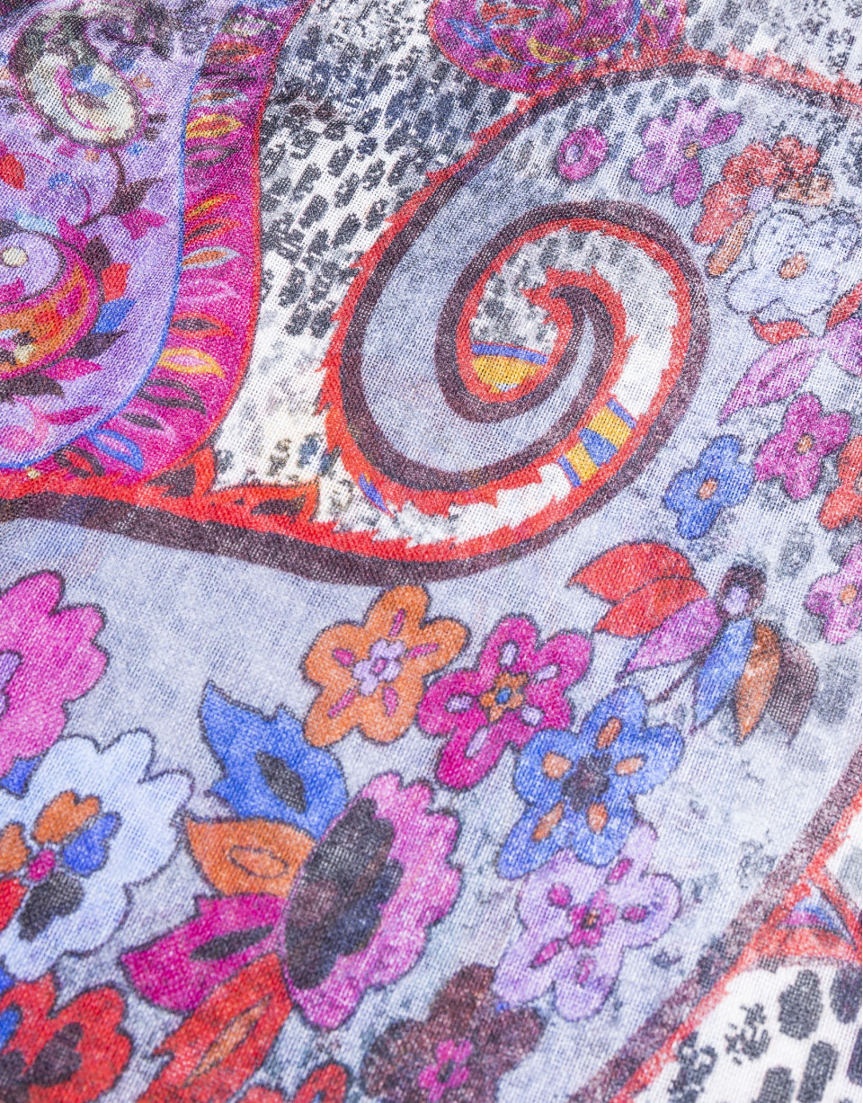 Multicolor cashmere print foulard 