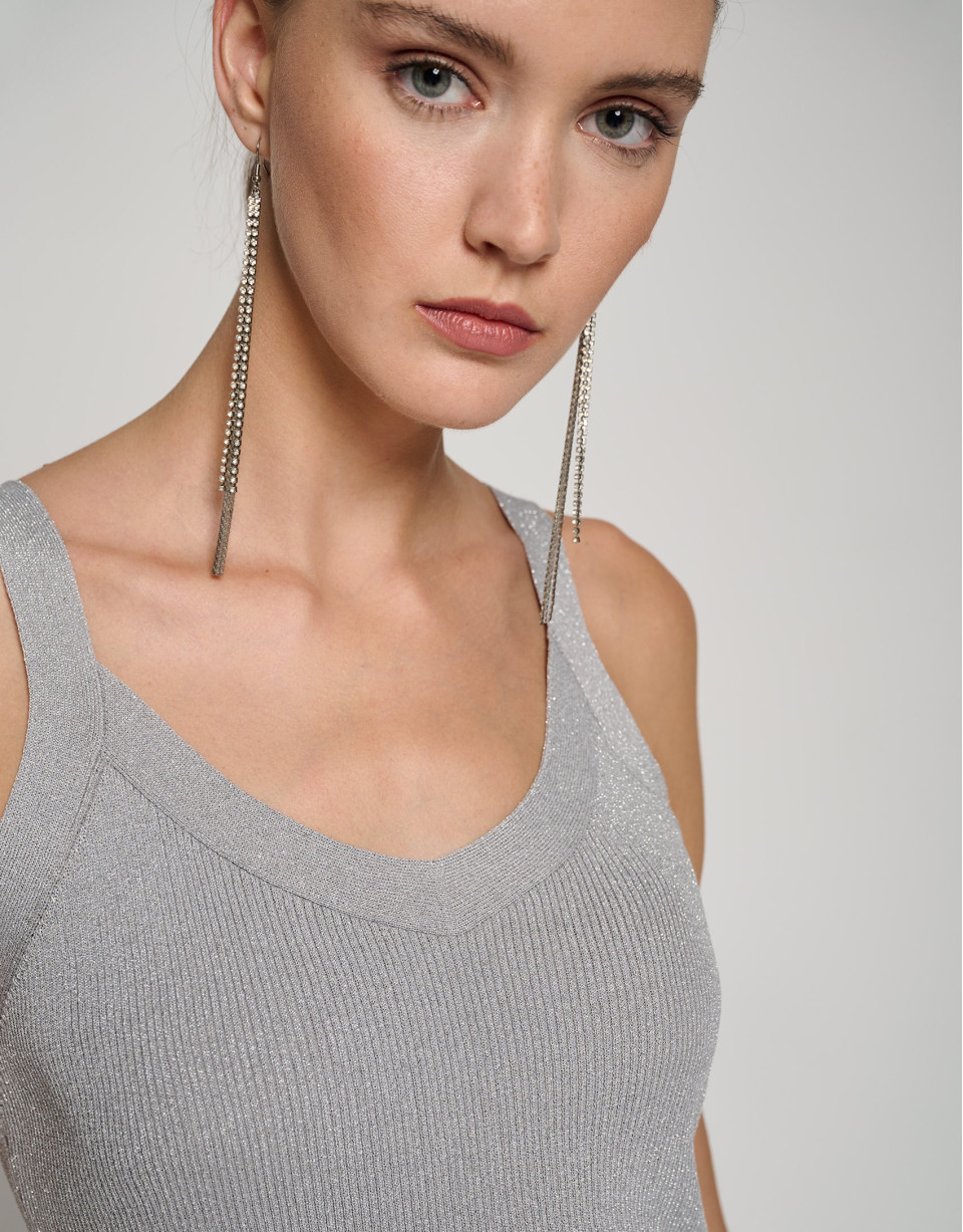 Knit halter top with silver glitter - Woman | Roberto Verino