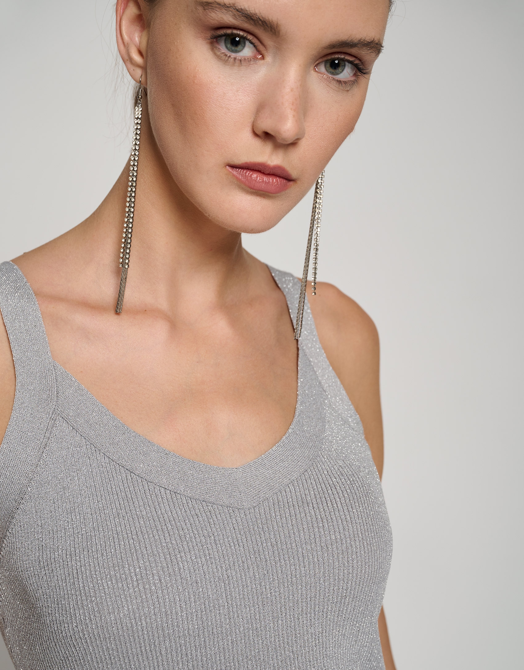 Knit halter top with silver glitter - Woman | Roberto Verino