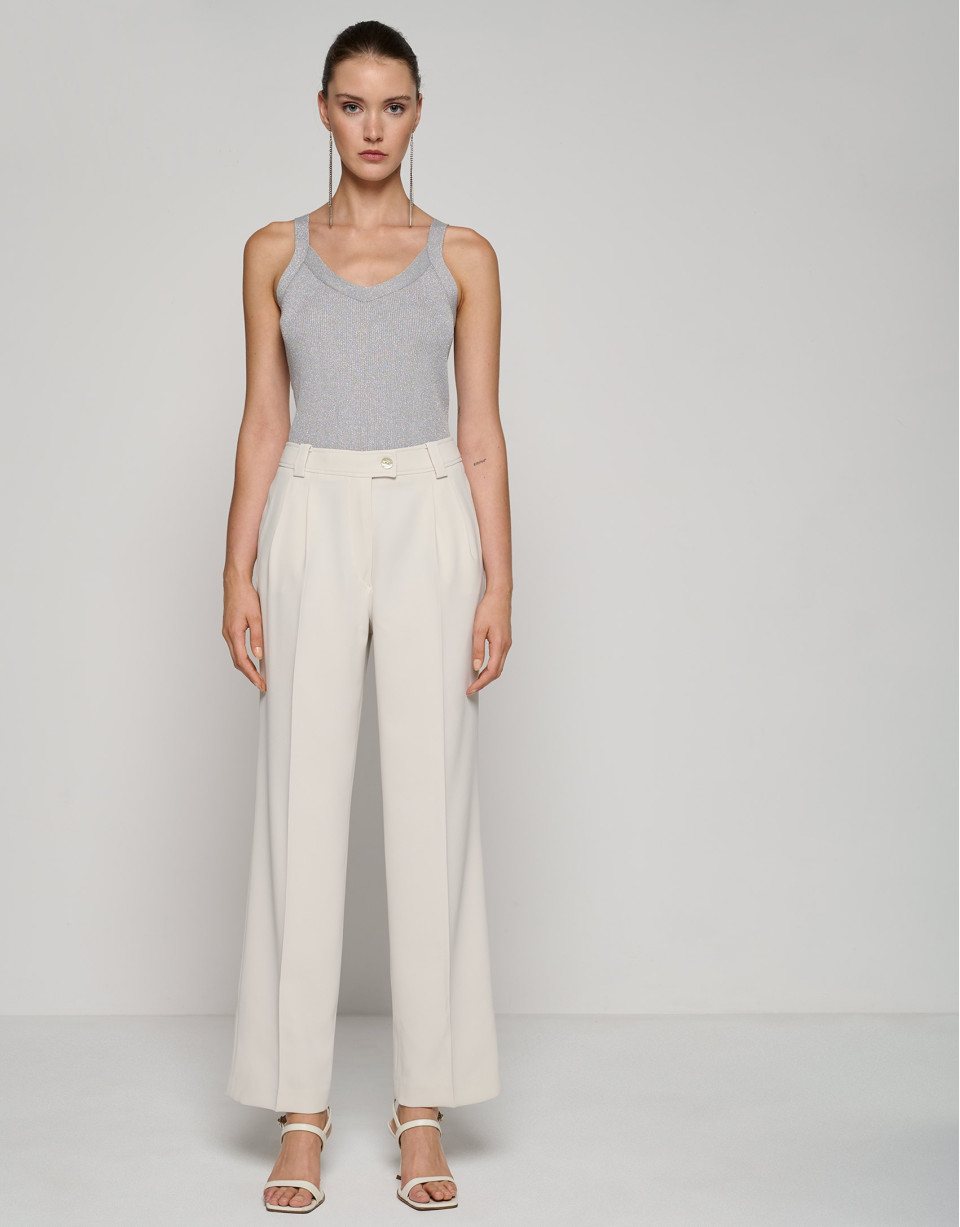 Knit halter top with silver glitter - Woman | Roberto Verino