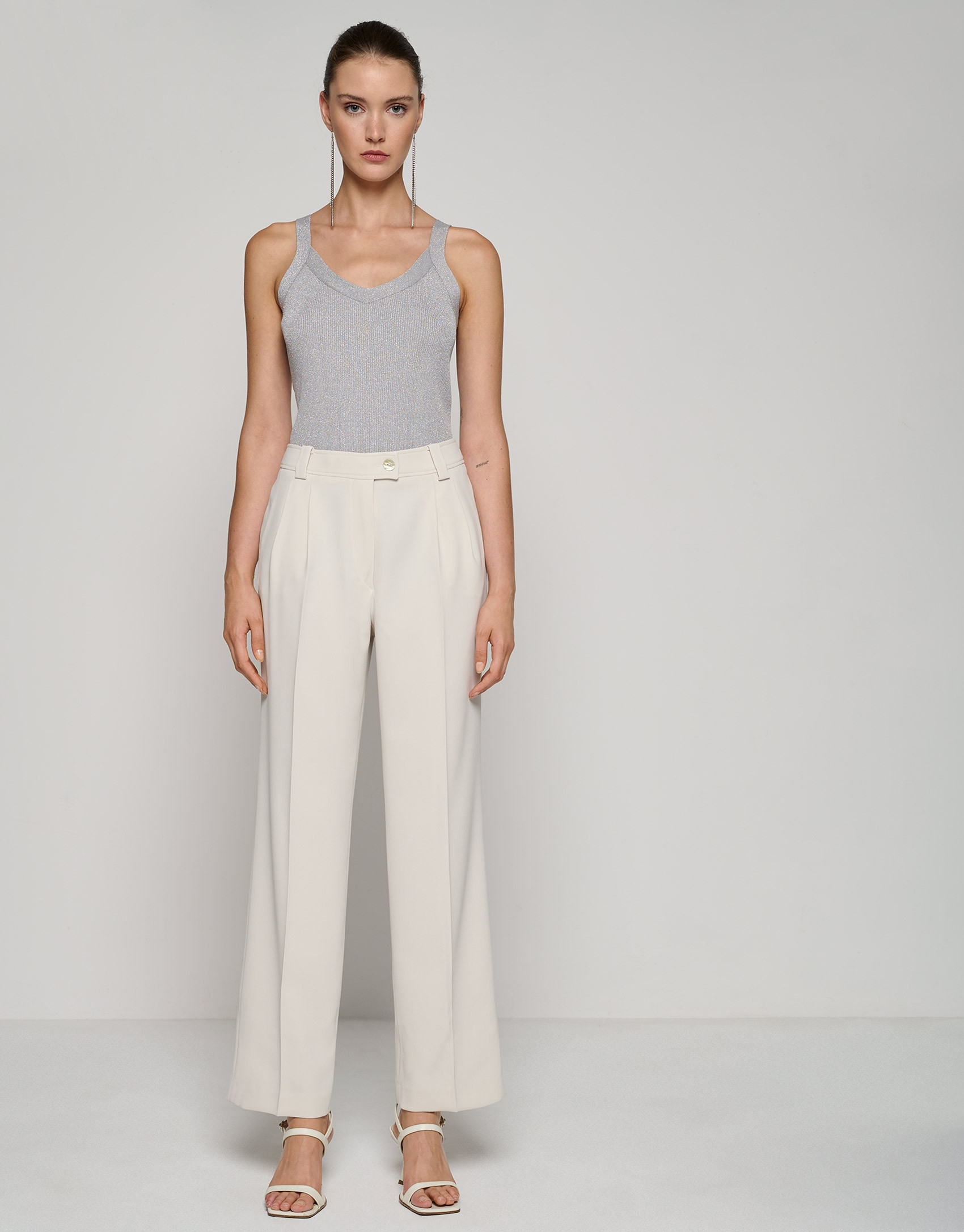Knit halter top with silver glitter - Woman | Roberto Verino