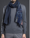 Gray and blue print scarf 