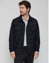 Blue checked wool shirt jacket - Man - AW2023 | Roberto Verino
