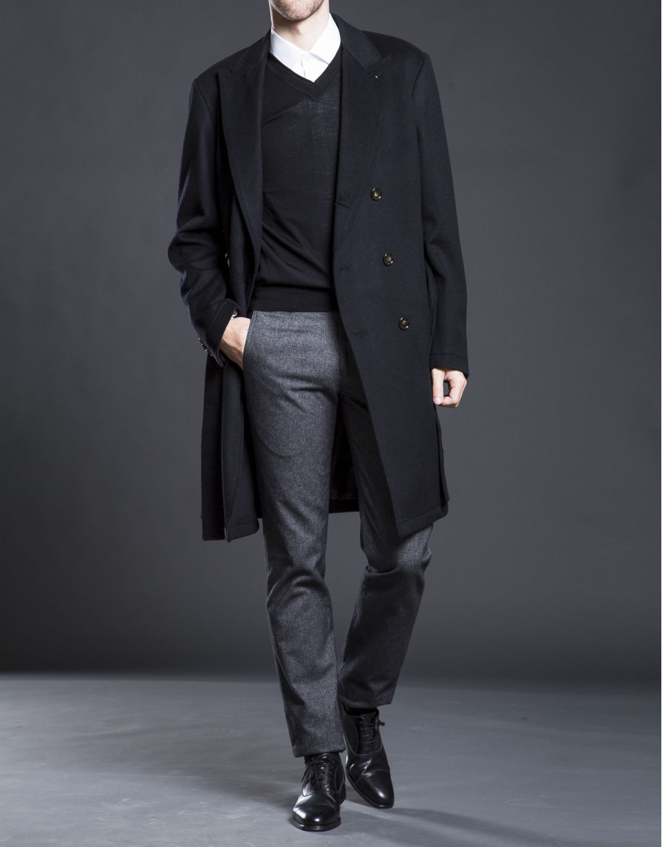 Black belted double breasted coat 