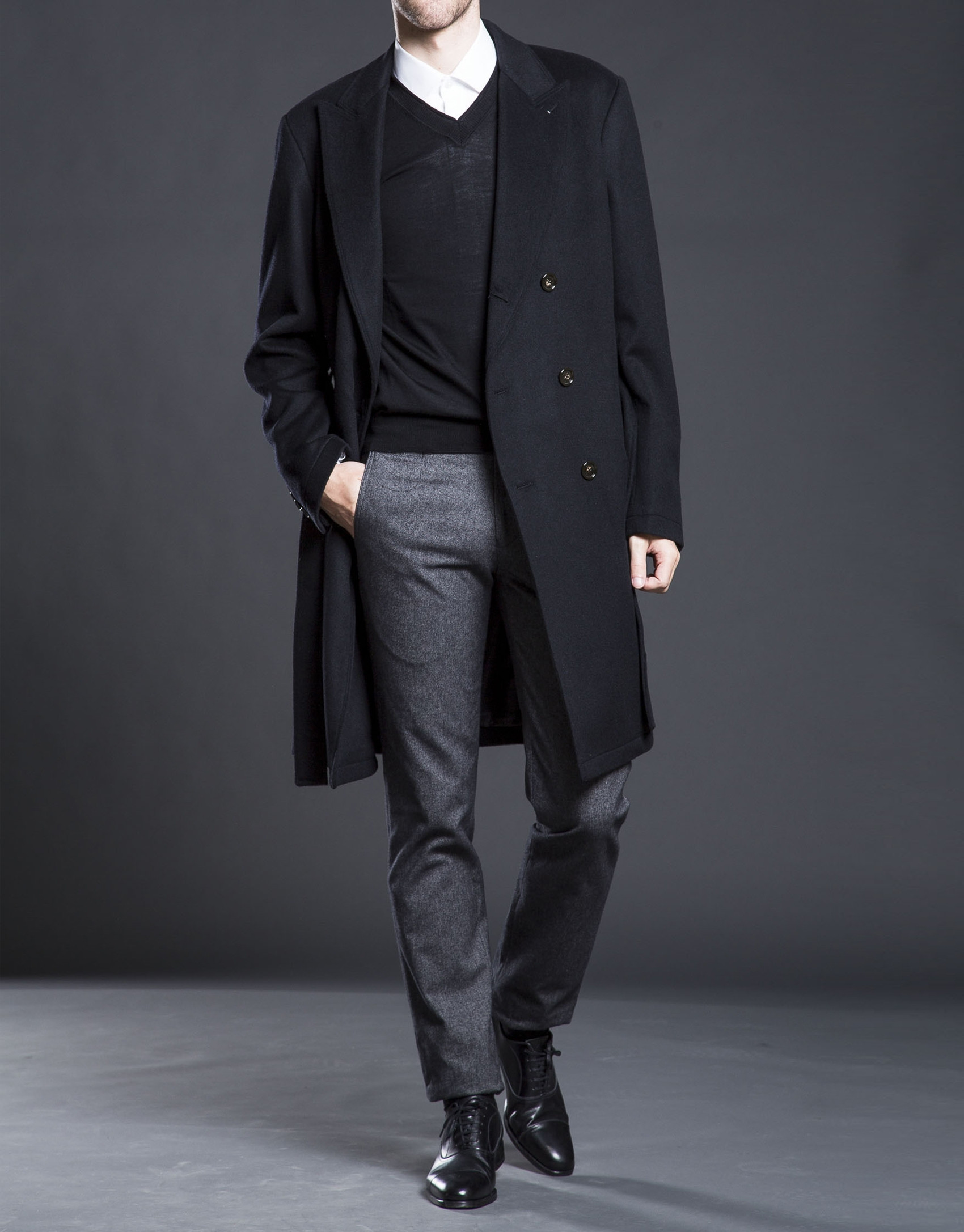 Black belted double breasted coat 