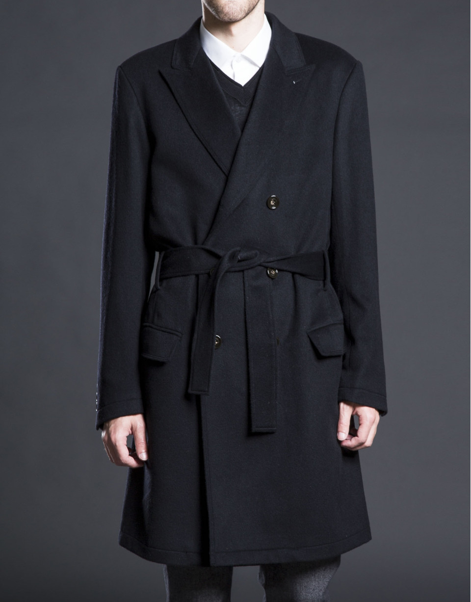 Black belted double breasted coat 