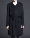 Black belted double breasted coat 