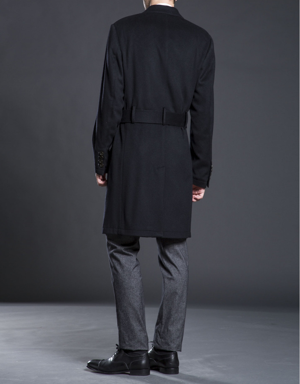 Black belted double breasted coat 