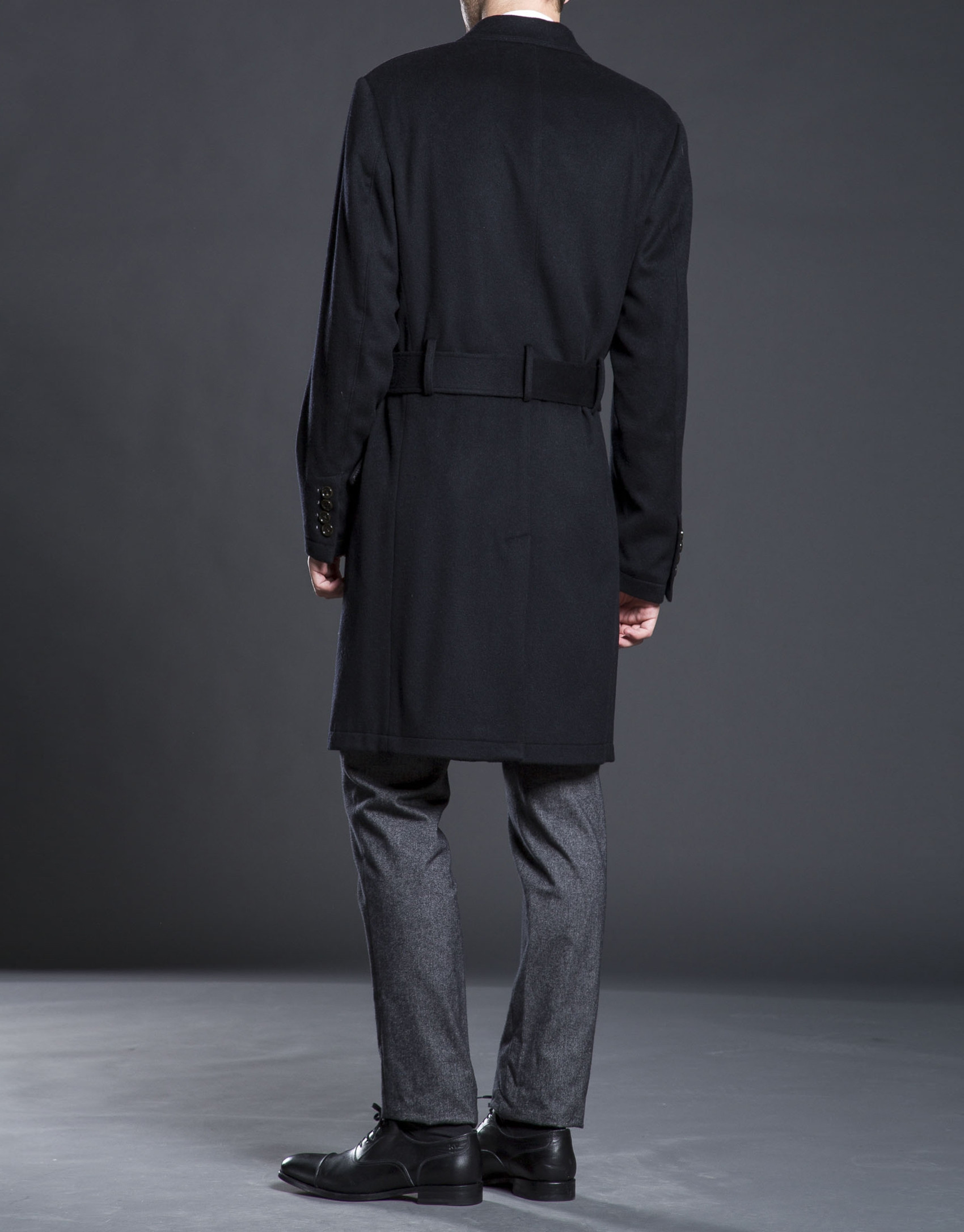 Black belted double breasted coat 