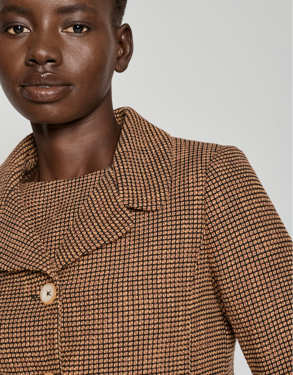 Short mustard tweed jacket - Woman - AW2023 | Roberto Verino
