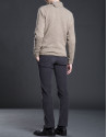 Beige turtle neck sweater with cable-stitching