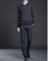 Gray raglan sleeve V-neck sweater